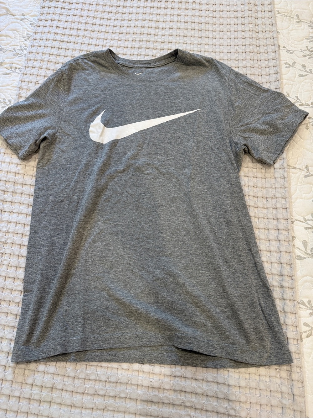 Nike Gray Short-Sleeve Tee with White Swoosh